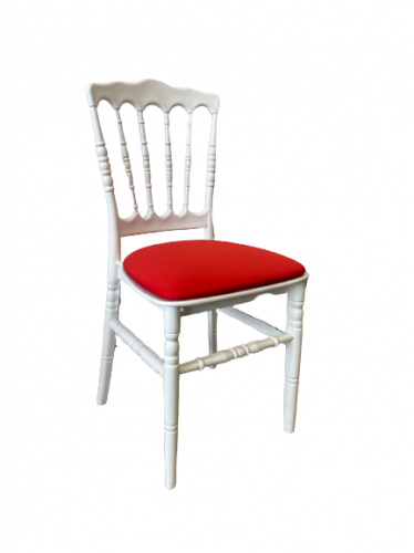 Chaise Napoléon blanche galette rouge